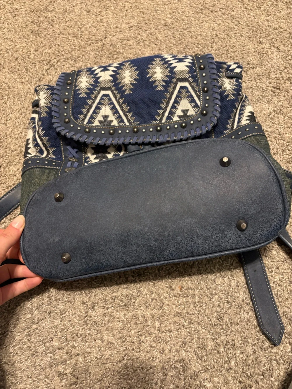 Montana West Blue and White Aztec Pattern Backpack